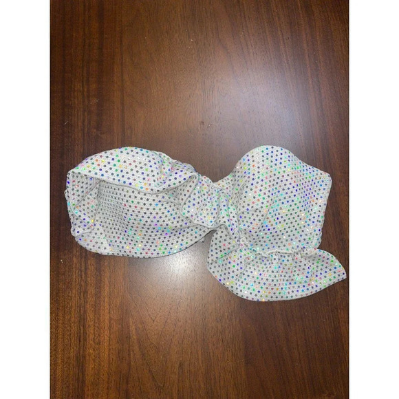 CHIO Ruffle Bikini Top in Silver Medium New Bandeau Strapless Tube - Picture 6 of 9